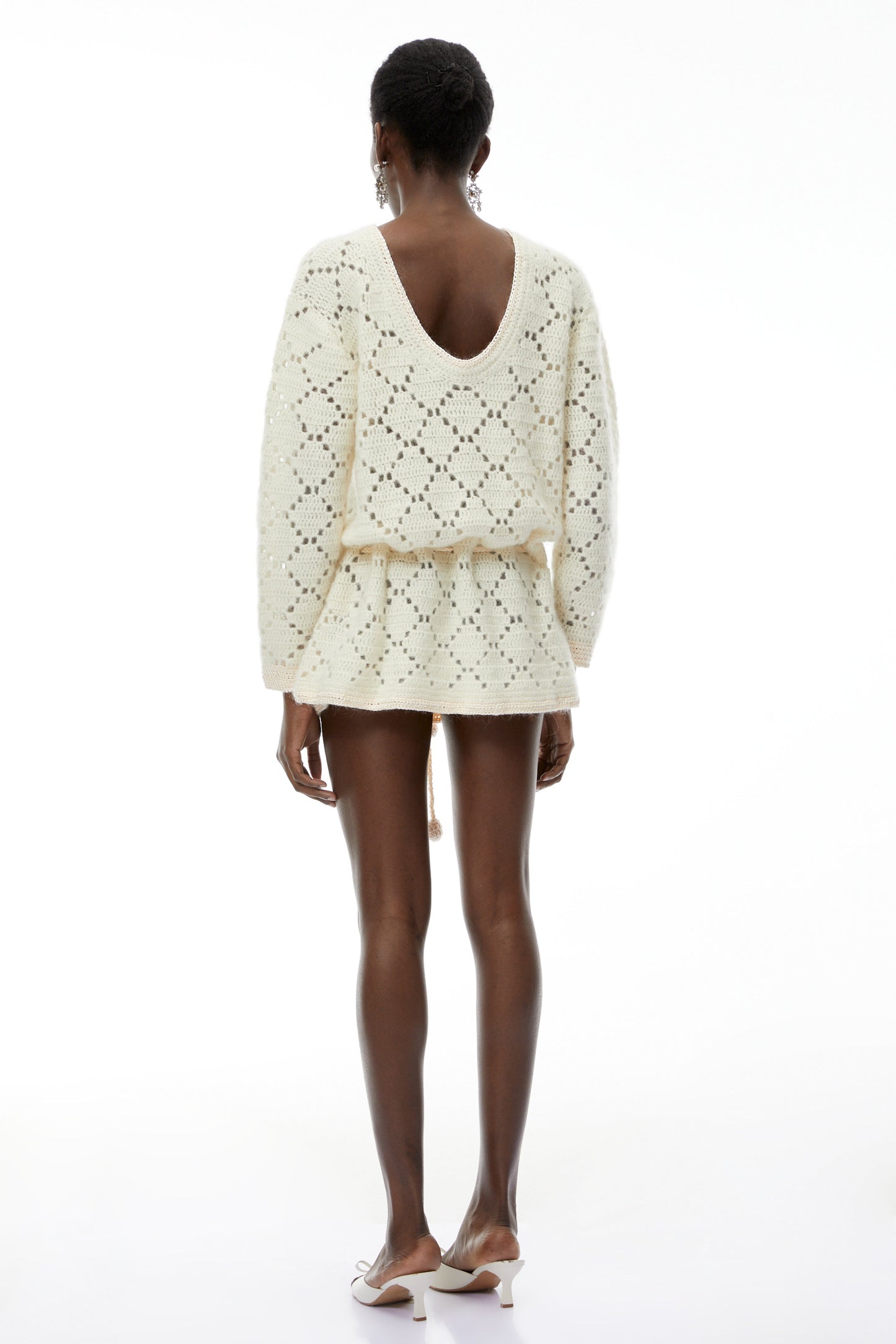 Harper Cream White Open Back Knit Mini Dress