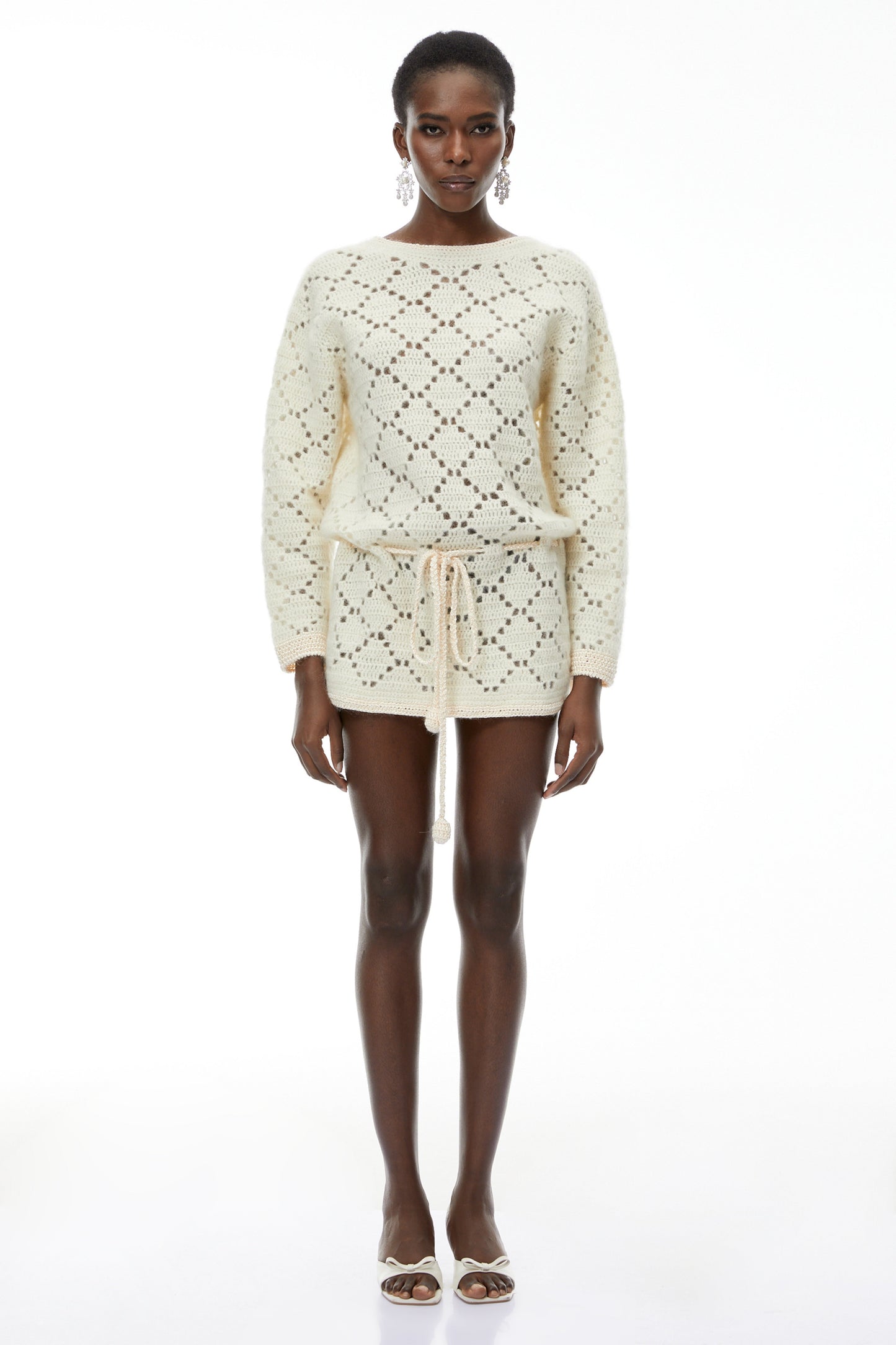 Harper Cream White Open Back Knit Mini Dress