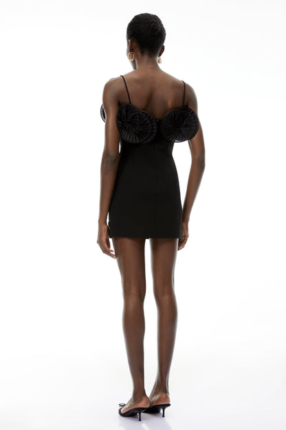 Hayley Black 3D Petal Mini Dress