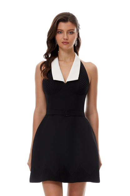 Hazel Black Color Block Mini Dress