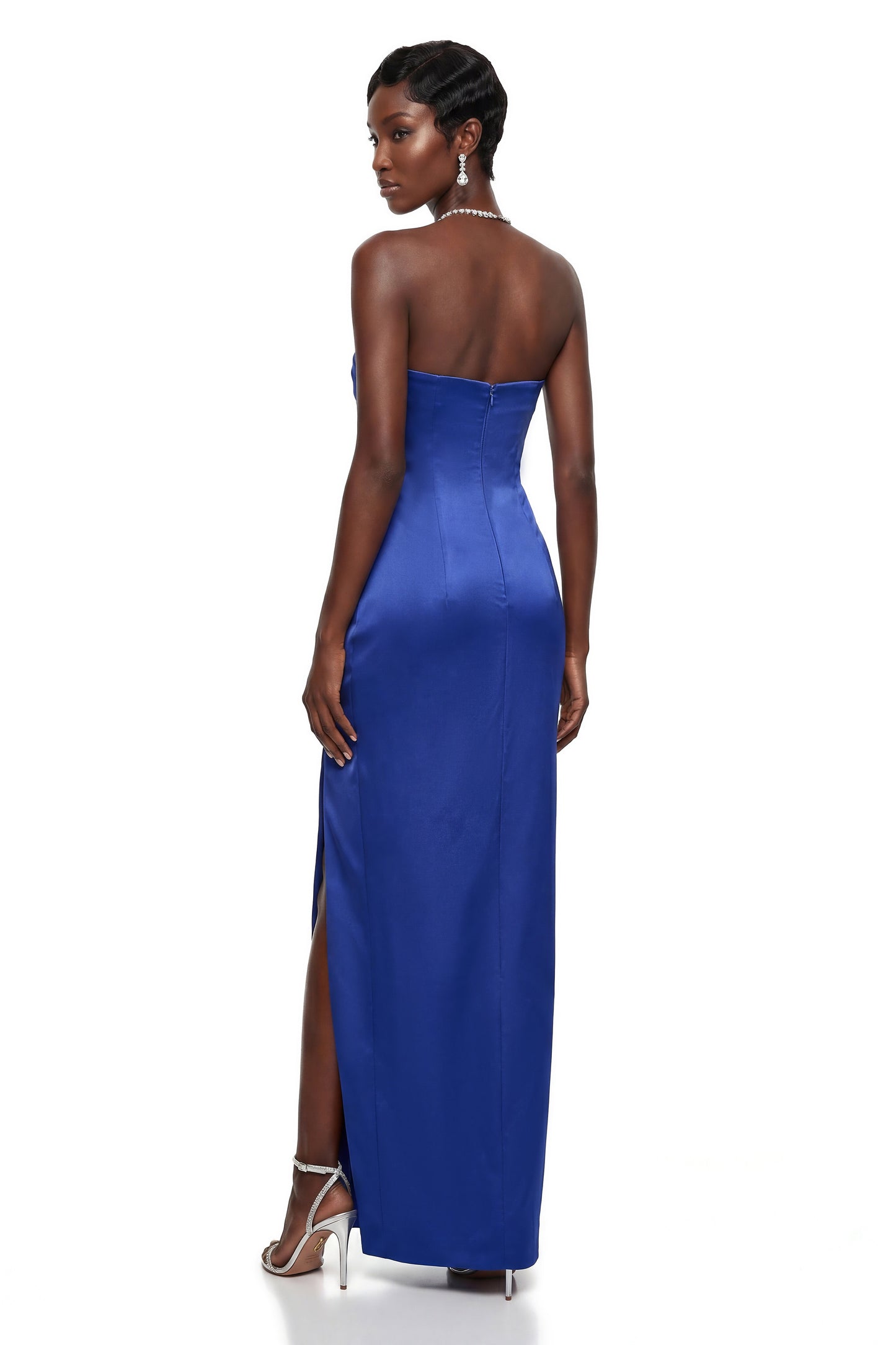 Hermione Royal Blue Off Shoulder Ruched Maxi Dress