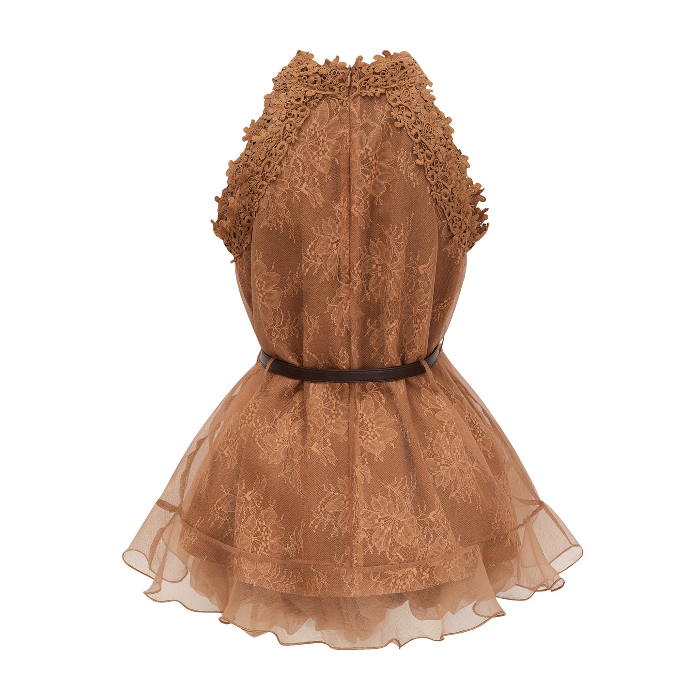 Holly Chocolate Brown Halterneck Mesh Mini Dress