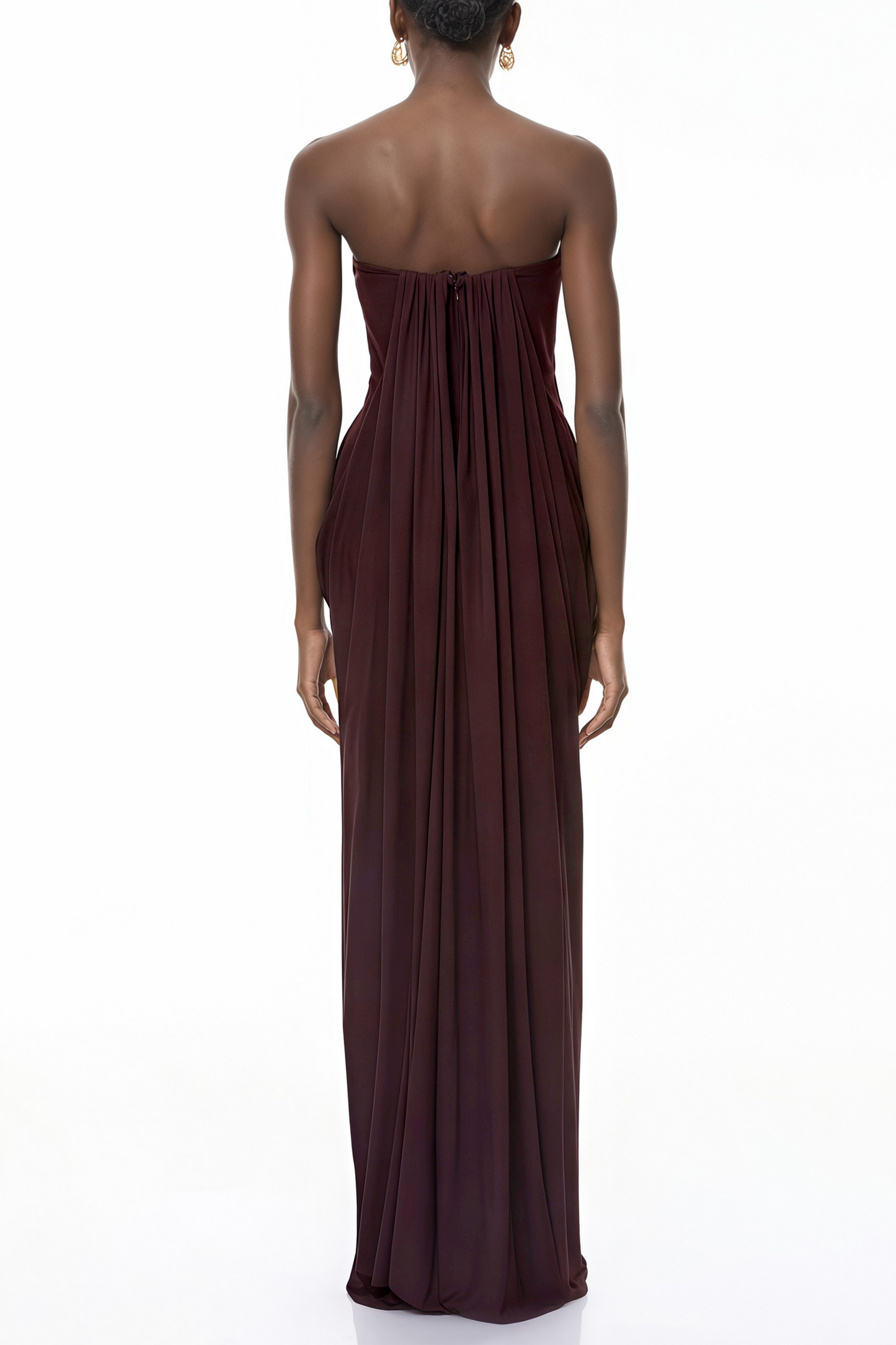 Honoria Chocolate Brown Off Shoulder Maxi Dress