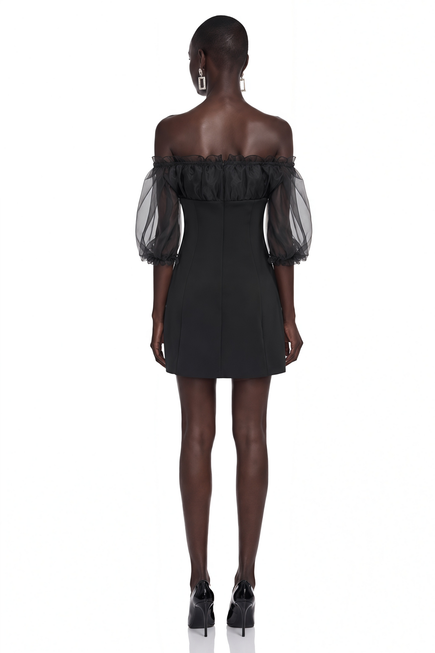 Hortensia Black Off Shoulder Ruffled Mini Dress