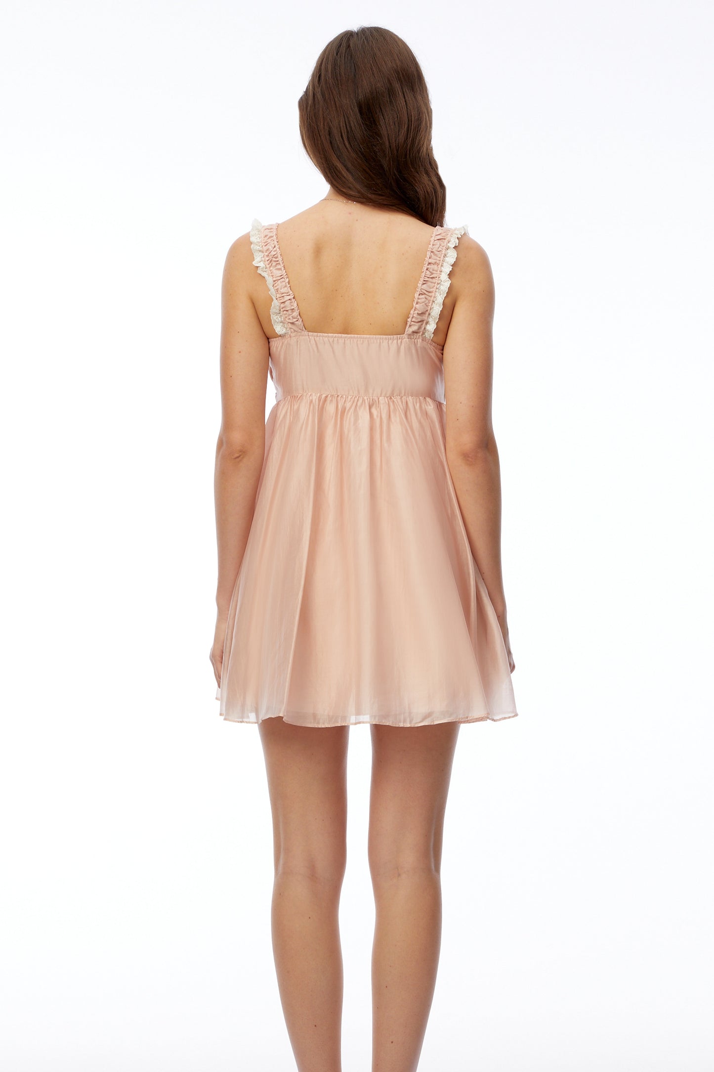 Inez Pembe Dantelli Dantelli Mini Elbise