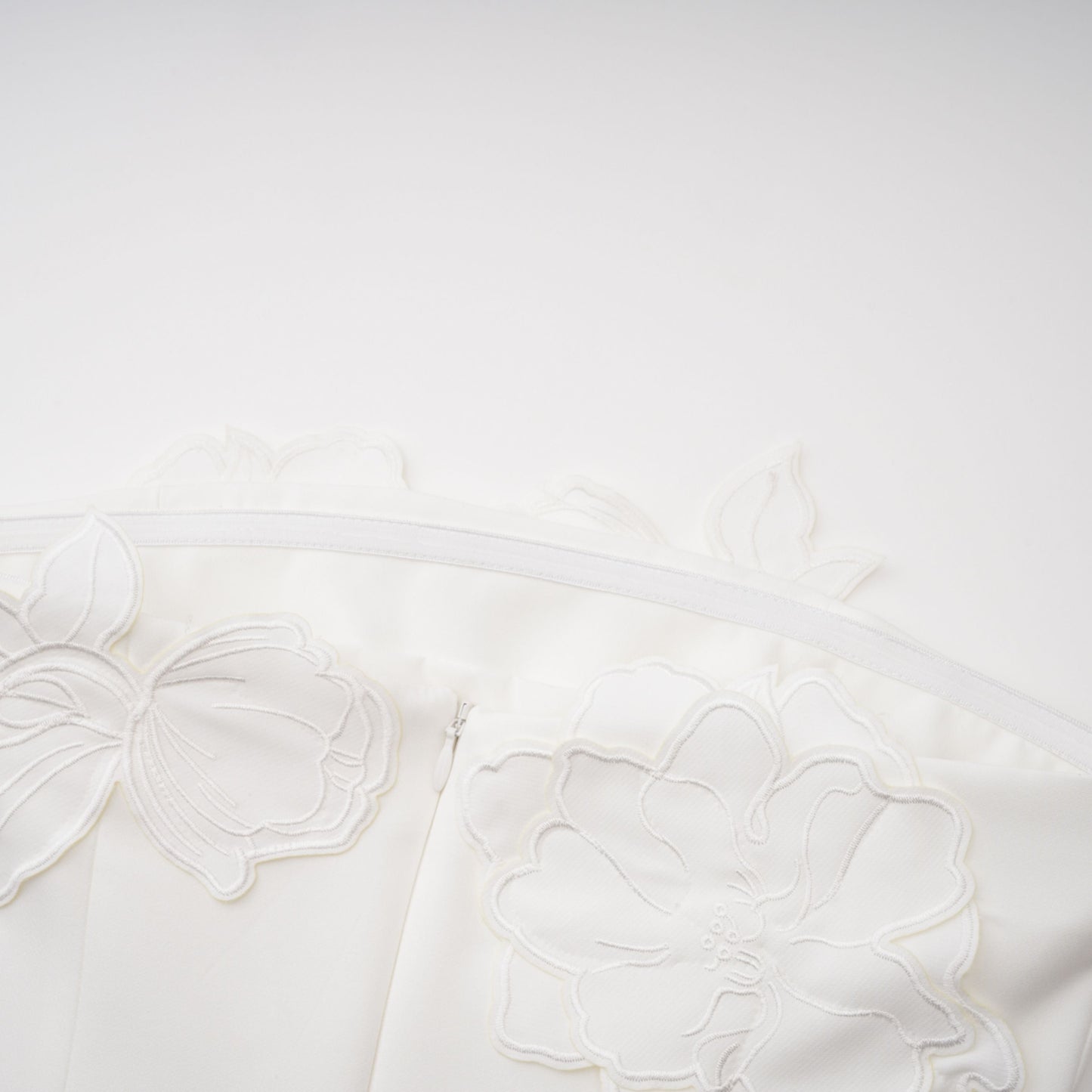 Inga Cream White Strapless Floral Embroidered Mini Dress