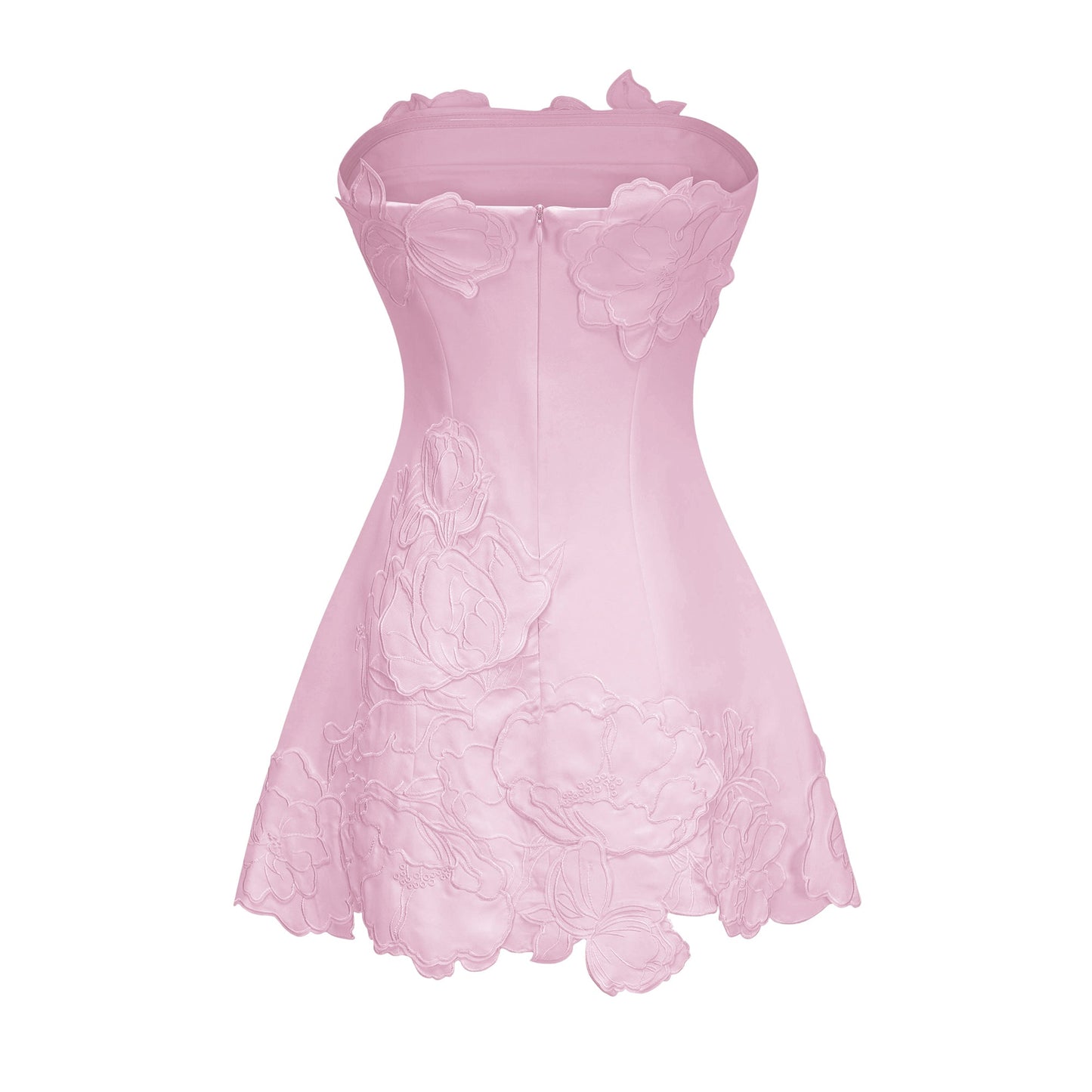 Inga Pink Strapless Floral Embroidered Mini Dress