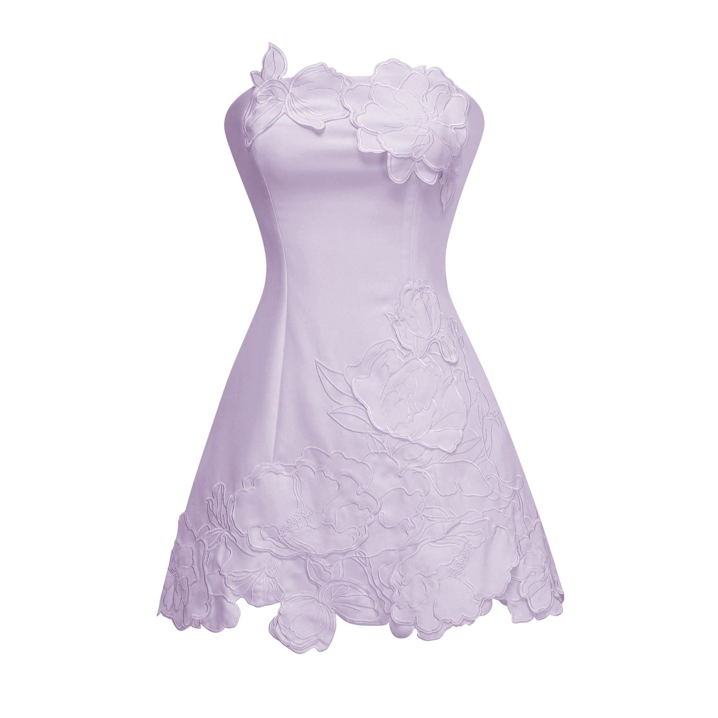 Inga Purple Strapless Floral Embroidered Mini Dress