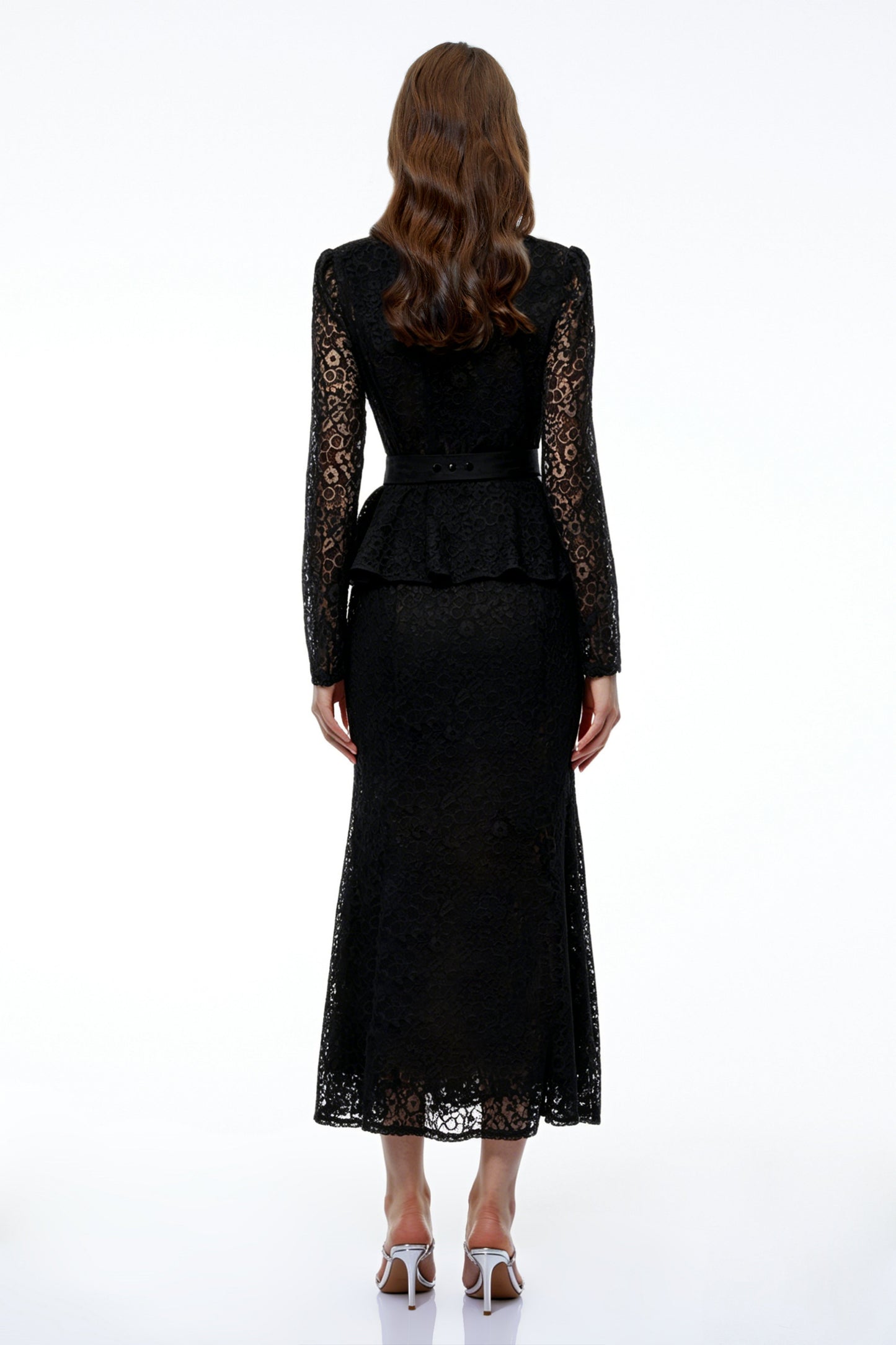 Iona Black Lace Maxi Dress with 3D Florals