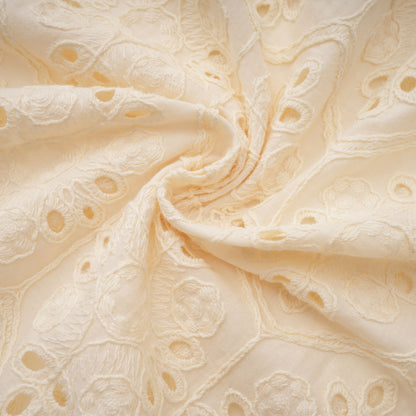 Isabeau Neutral Floral Embroidered Pleated Midi Dress
