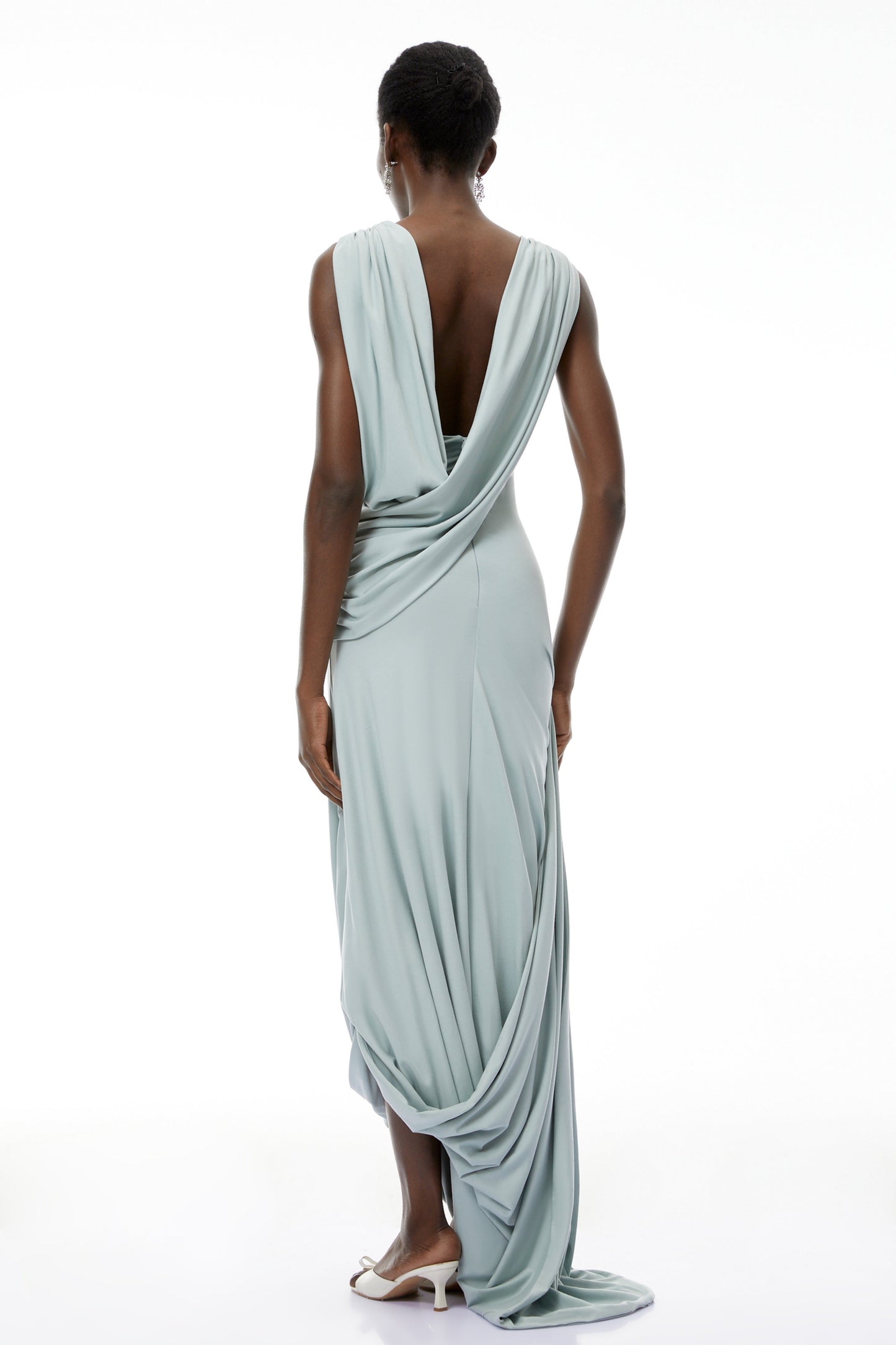 Isabella Mint Green Asymmetrical Maxi Dress