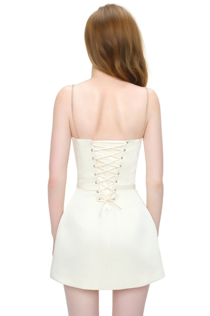 Isabelle Cream White Color Block Mini Dress
