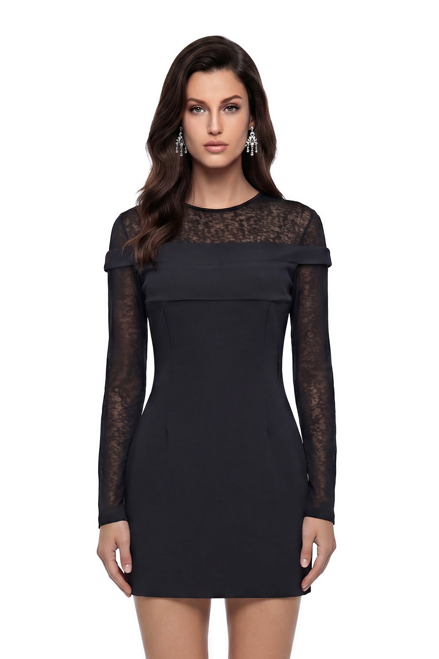 Isaura Black Mini Dress with Lace Panels