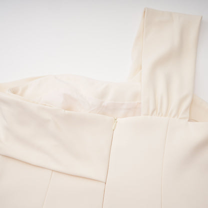 Ismérie Neutrals Off-Shoulder Twisted Mini Dress