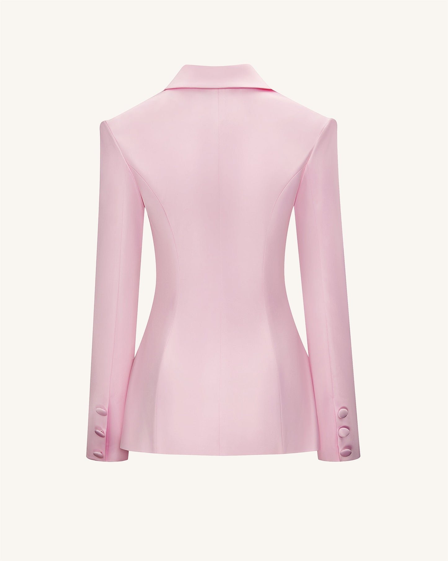 Lily Saten Kruvaze Düğmeli Blazer Ceket Takım - Pembe