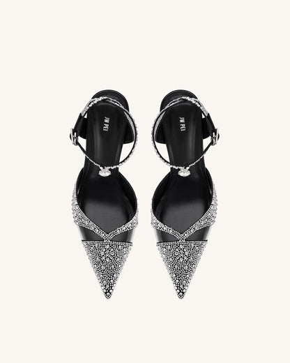 Haidi Suni Kristal Taşlı Topuklu Ayakkabı (Pumps) - Siyah