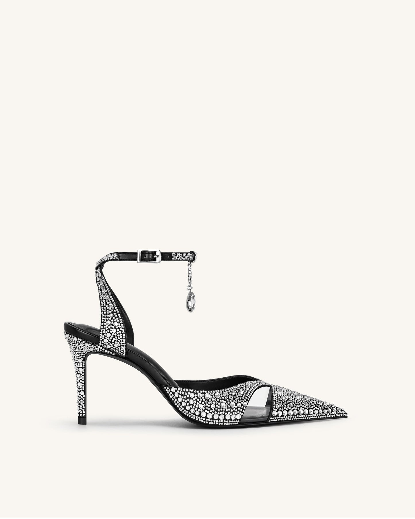 Haidi Suni Kristal Taşlı Topuklu Ayakkabı (Pumps) - Siyah
