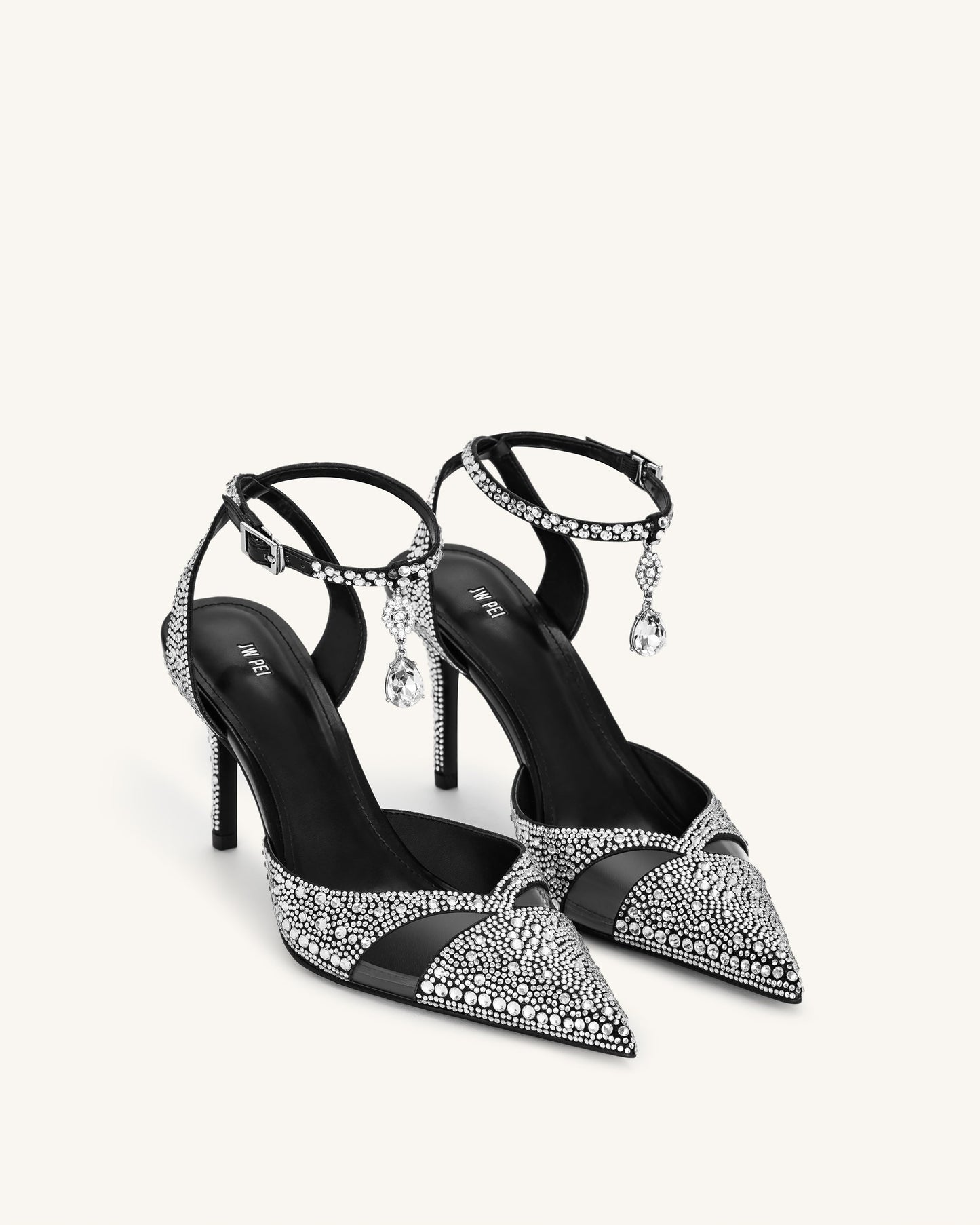 Haidi Suni Kristal Taşlı Topuklu Ayakkabı (Pumps) - Siyah