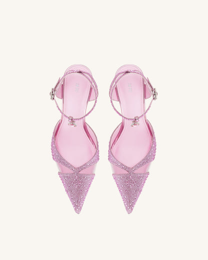 Haidi Suni Kristal Taşlı Topuklu Ayakkabı (Pumps) - Pembe
