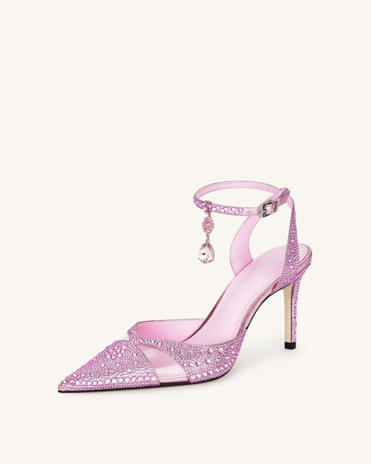 Haidi Suni Kristal Taşlı Topuklu Ayakkabı (Pumps) - Pembe