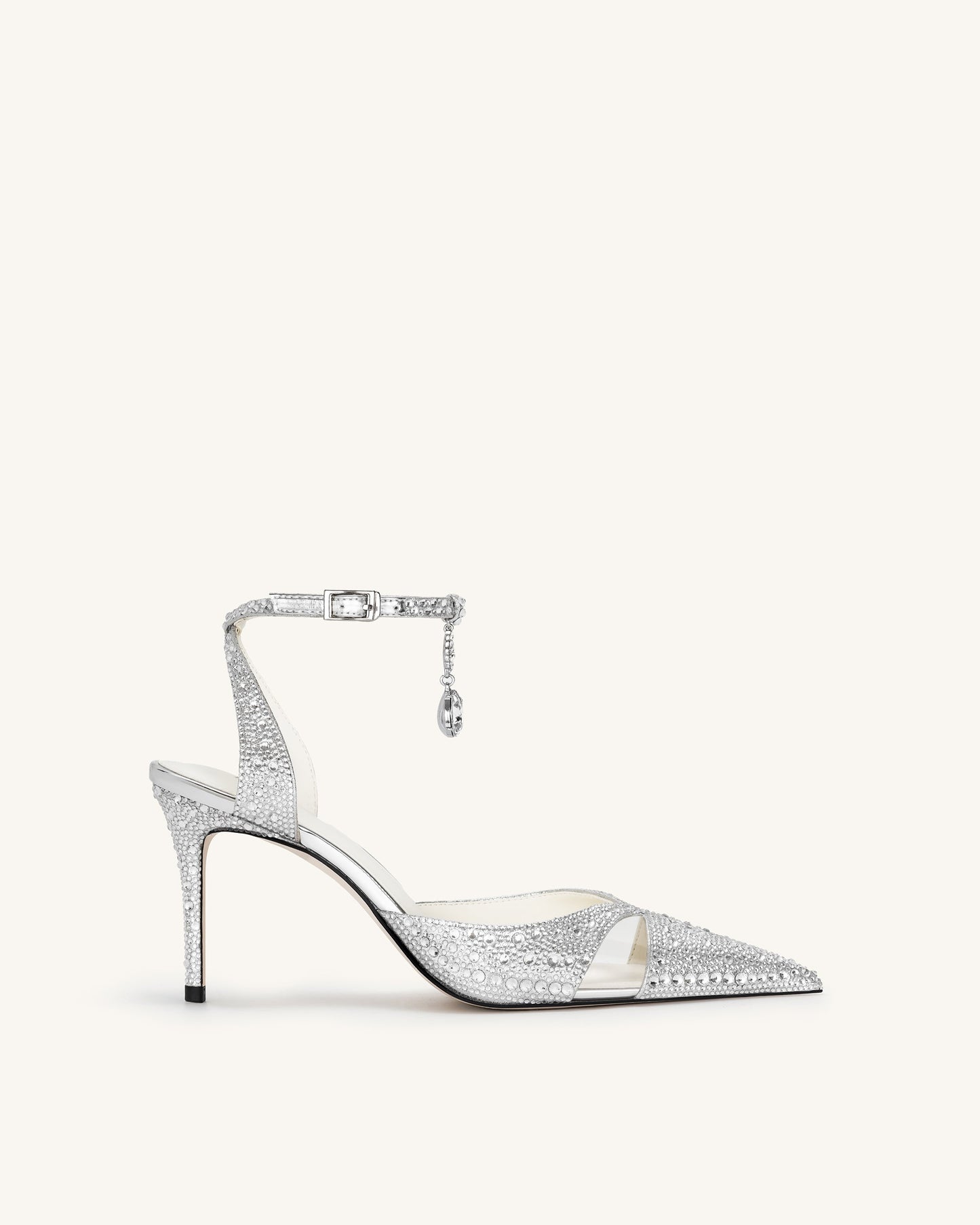Haidi Suni Kristal Taşlı Topuklu Ayakkabı (Pumps) - Gümüş