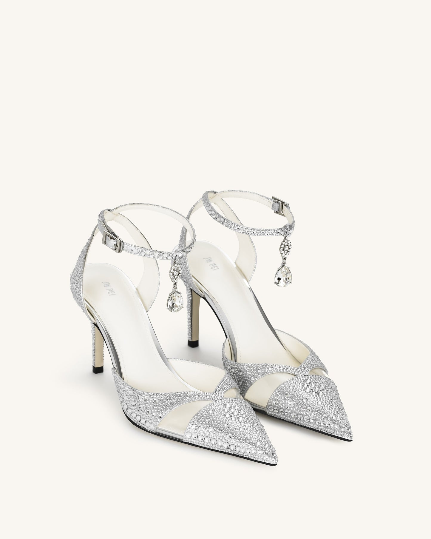Haidi Suni Kristal Taşlı Topuklu Ayakkabı (Pumps) - Gümüş