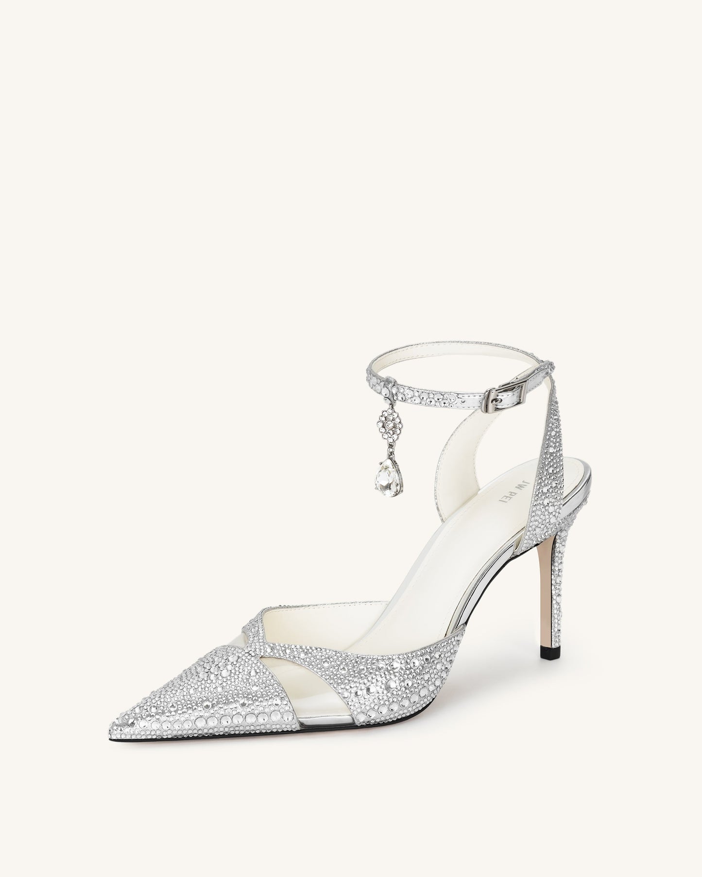 Haidi Suni Kristal Taşlı Topuklu Ayakkabı (Pumps) - Gümüş