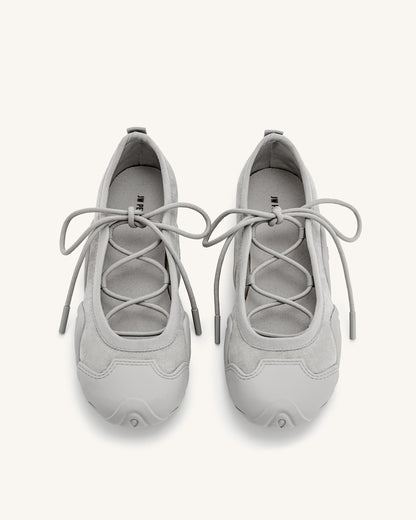 Caitlin Lace-up Ballerina Sneakers  - Grey