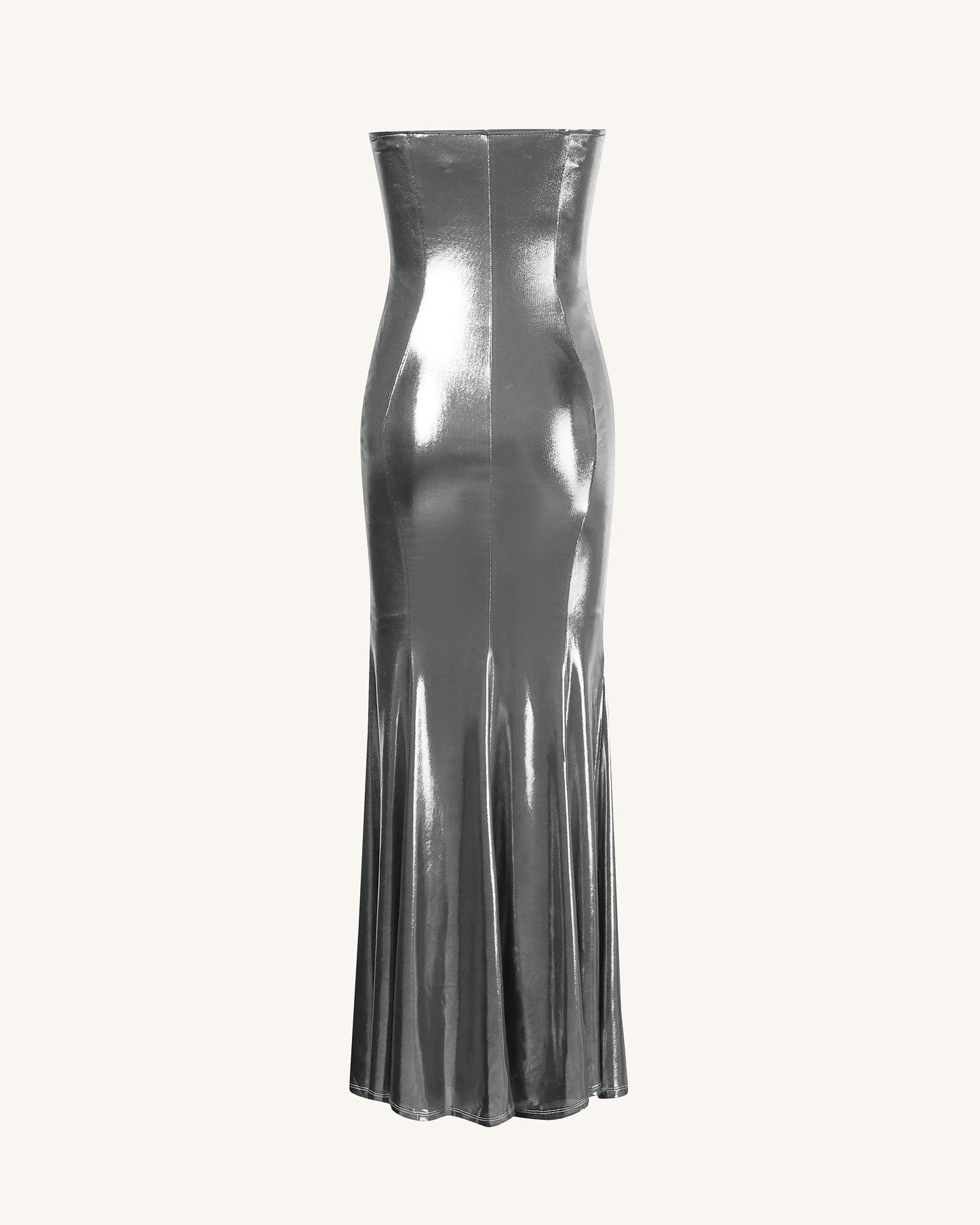 Olivia Gümüş Maxi Straplez Elbise - Gümüş