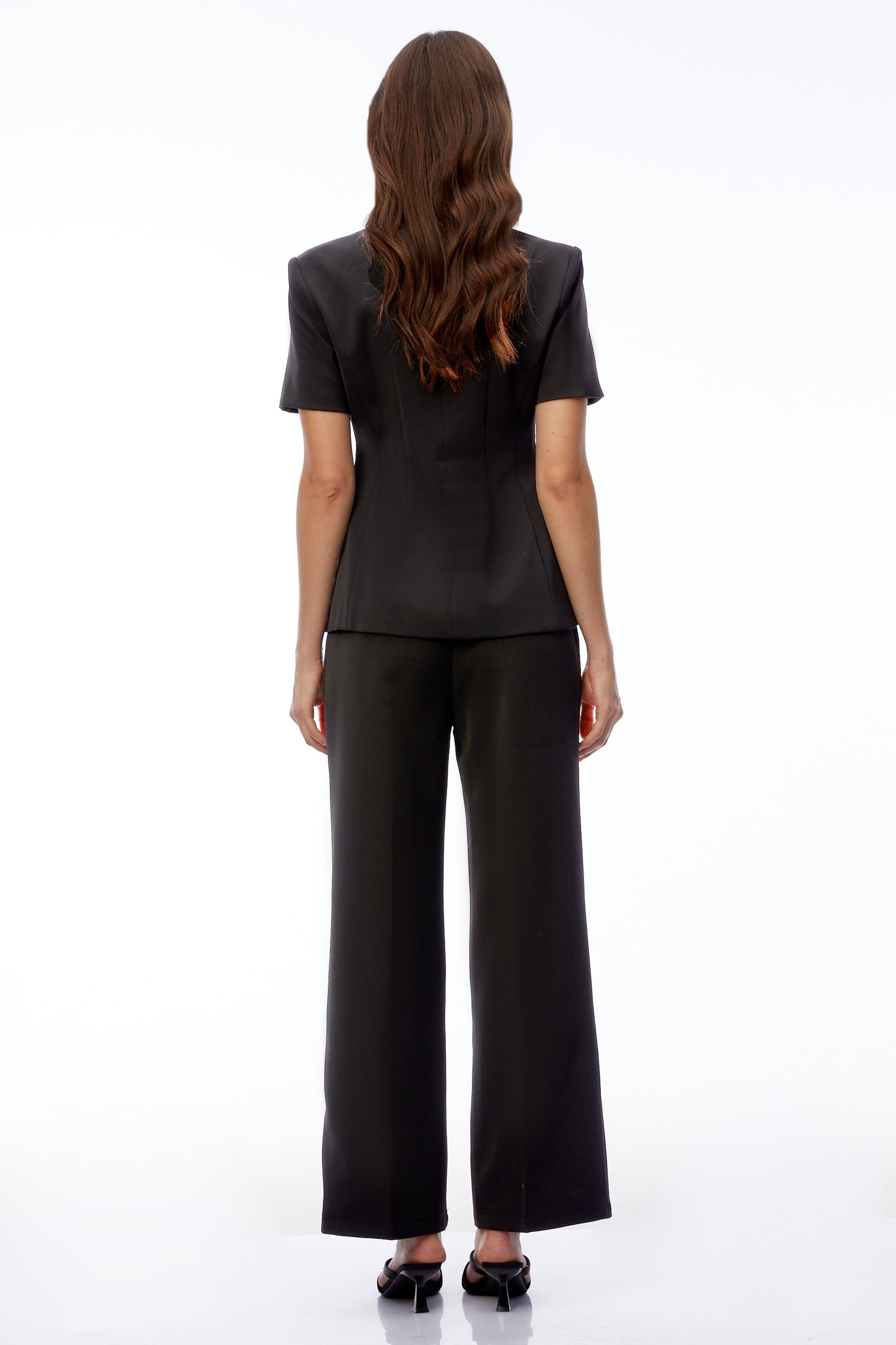 Jana Black V-Neck Short Sleeve Blazer & Trouser Set