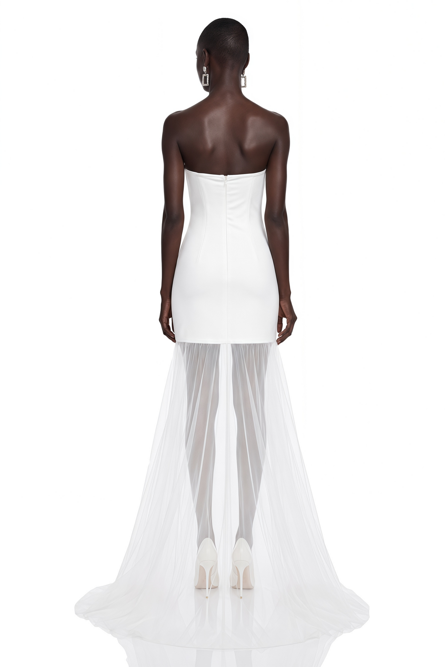 Janet White Floral Embroidered Asymmetrical Mini Dress