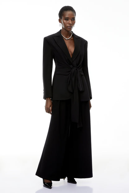 Jasmine Black Belted Wrap Blazer with Tie