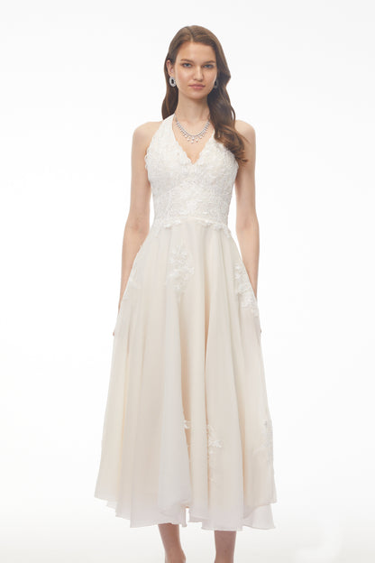 Jasmine White Lace Sweetheart Midi Dress