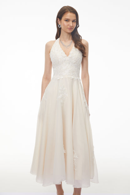 Jasmine White Lace Sweetheart Midi Dress