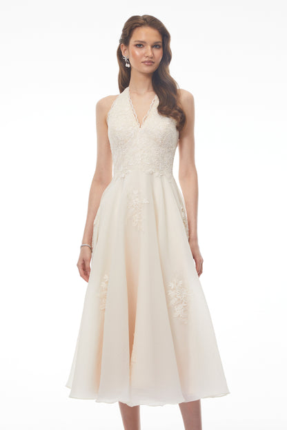 Jasmine White Lace Sweetheart Midi Dress