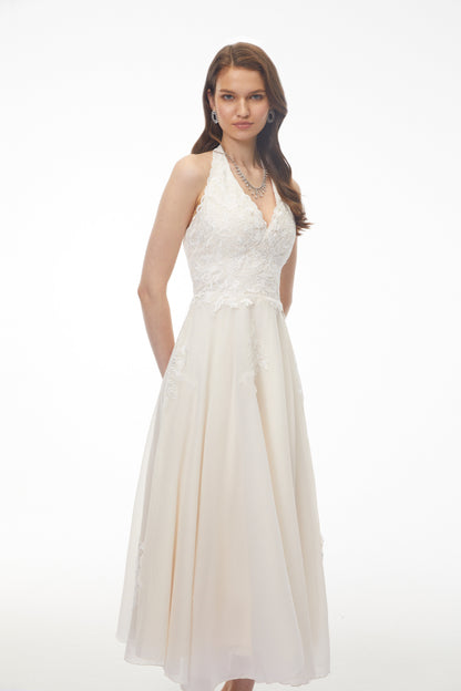 Jasmine White Lace Sweetheart Midi Dress