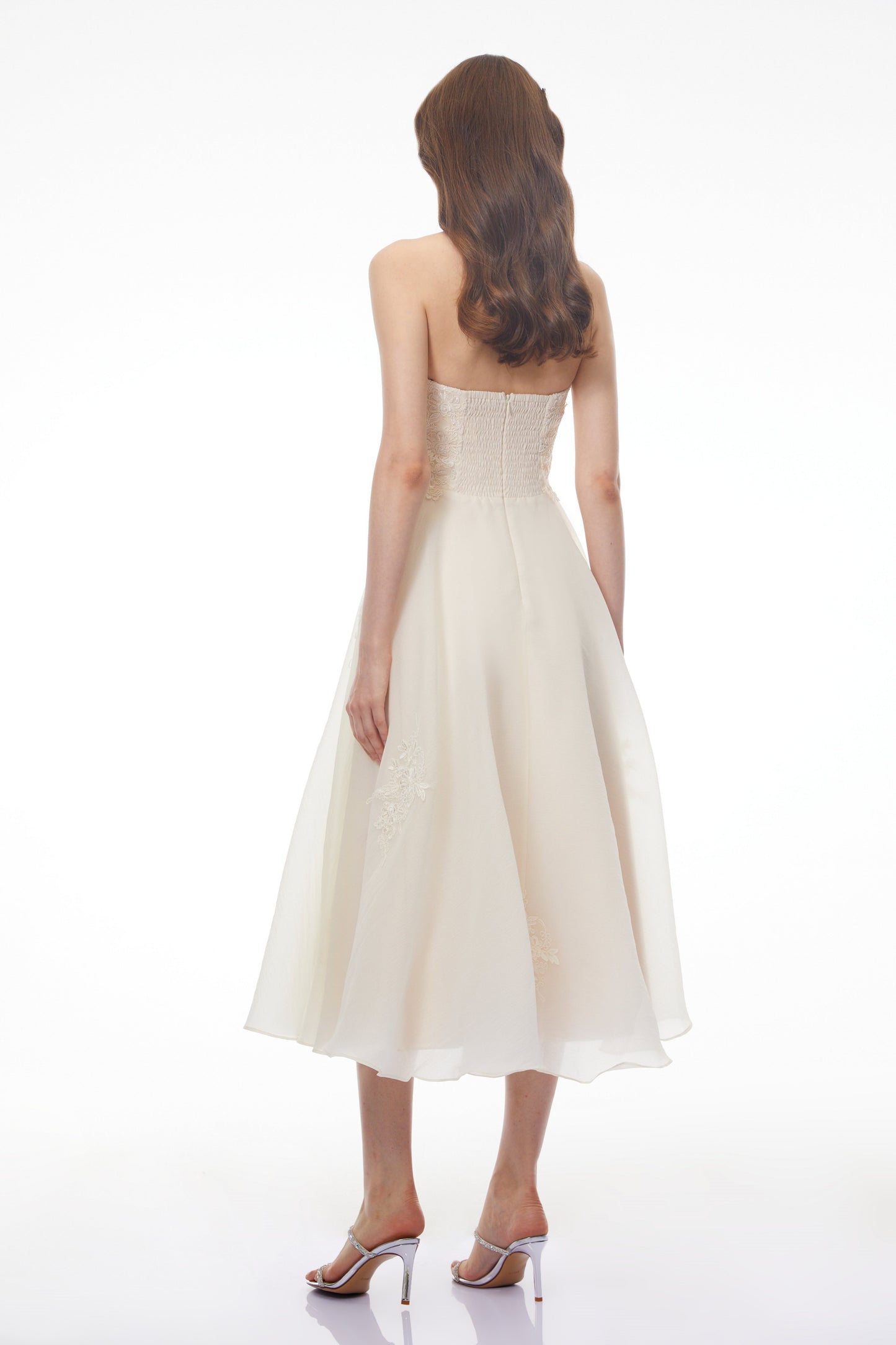 Jasmine White Lace Sweetheart Midi Dress