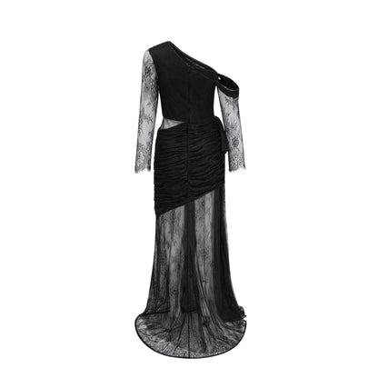 Jeanne black one-shoulder cut-out maxi dress