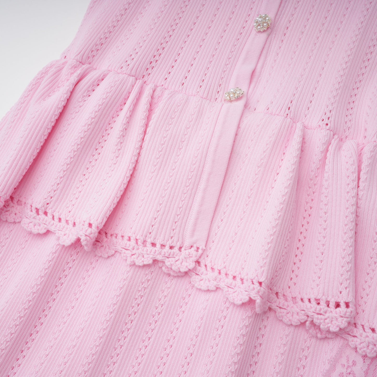 Jocasta Pink Stretch Lace Knit Midi Dress