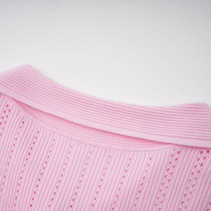 Jocasta Pink Stretch Lace Knit Midi Dress
