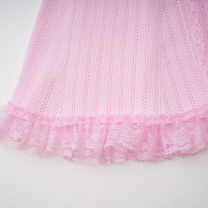 Jocasta Pink Stretch Lace Knit Midi Dress