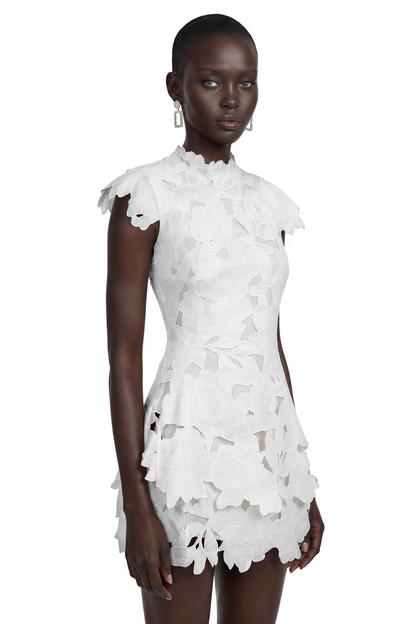 Tawny White Floral Cut-Out Mini Dress