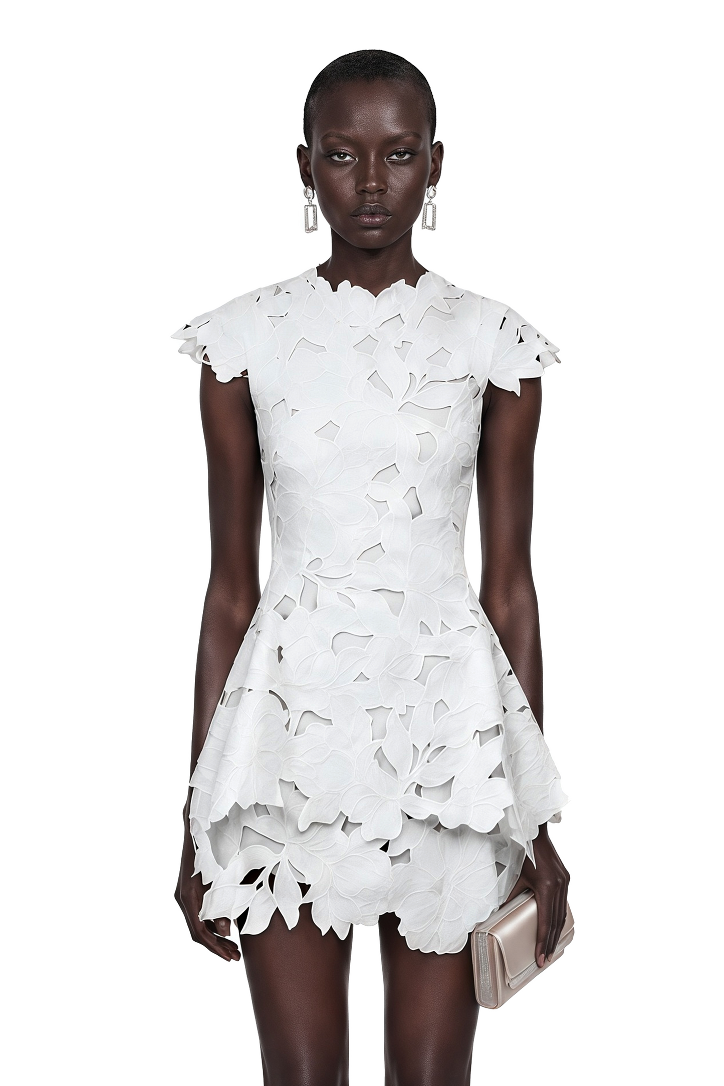 Tawny White Floral Cut-Out Mini Dress