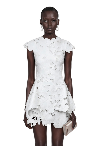 Tawny White Floral Cut-Out Mini Dress