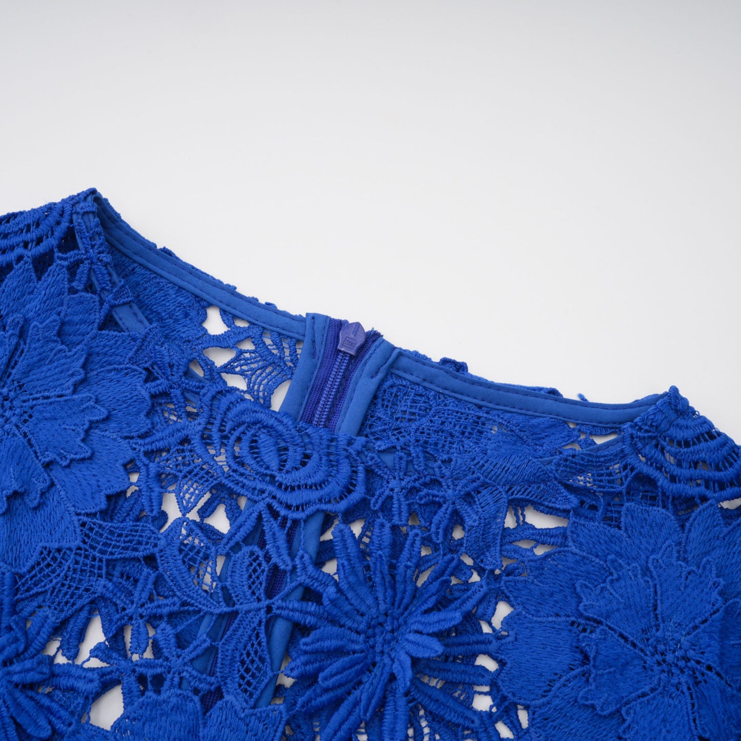 Jochebed Blue Floral Appliqué Maxi Dress with Cut-Outs