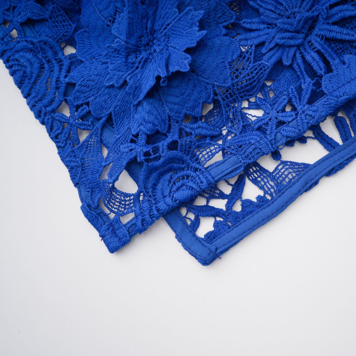 Jochebed Blue Floral Appliqué Maxi Dress with Cut-Outs