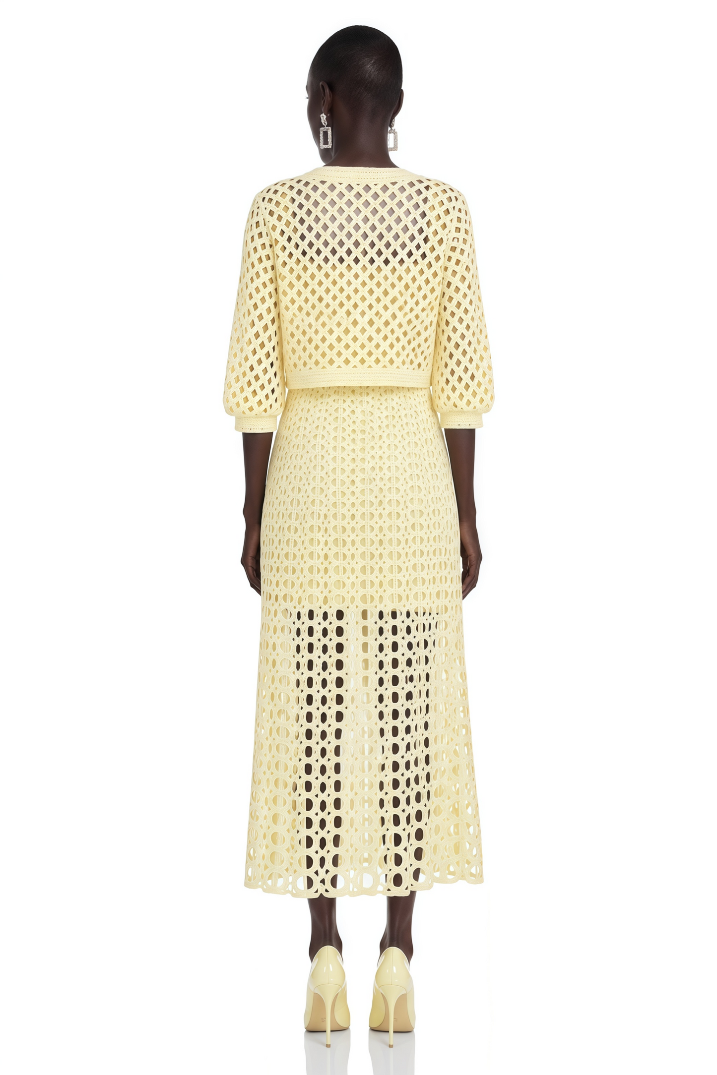 Joyce Yellow Cut-Out Midi Dress & Cape Set