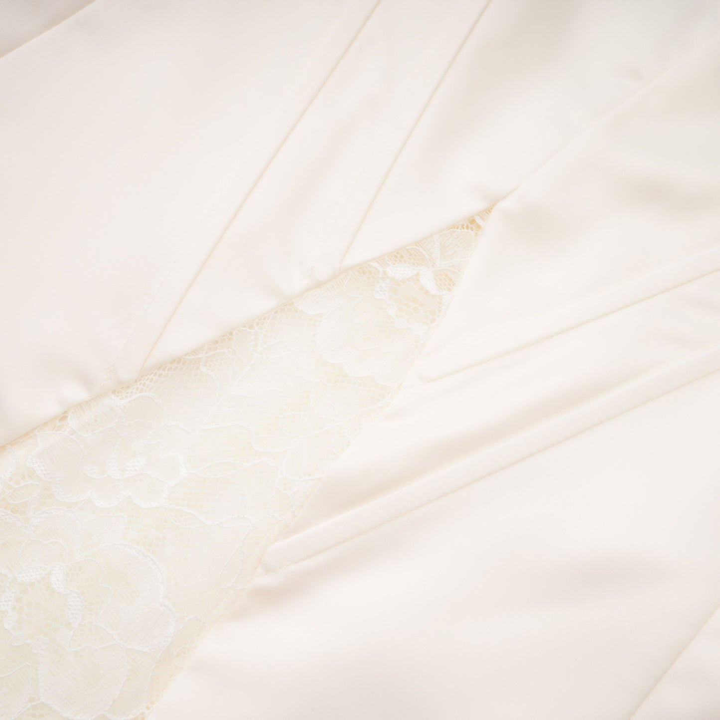 Juliette White Satin Mini Dress with Lace Panels