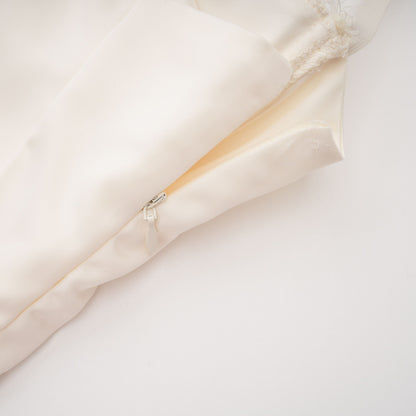 Juliette White Satin Mini Dress with Lace Panels