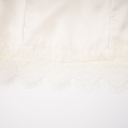 Juliette White Satin Mini Dress with Lace Panels